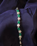 Green emerald bracelet with silver finish